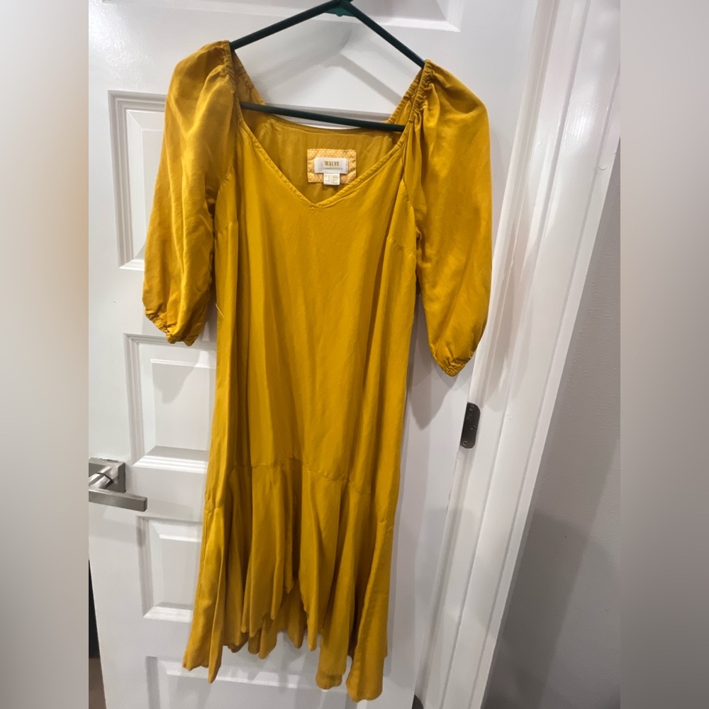 Maeve V-Neck Mustard Yellow Dress